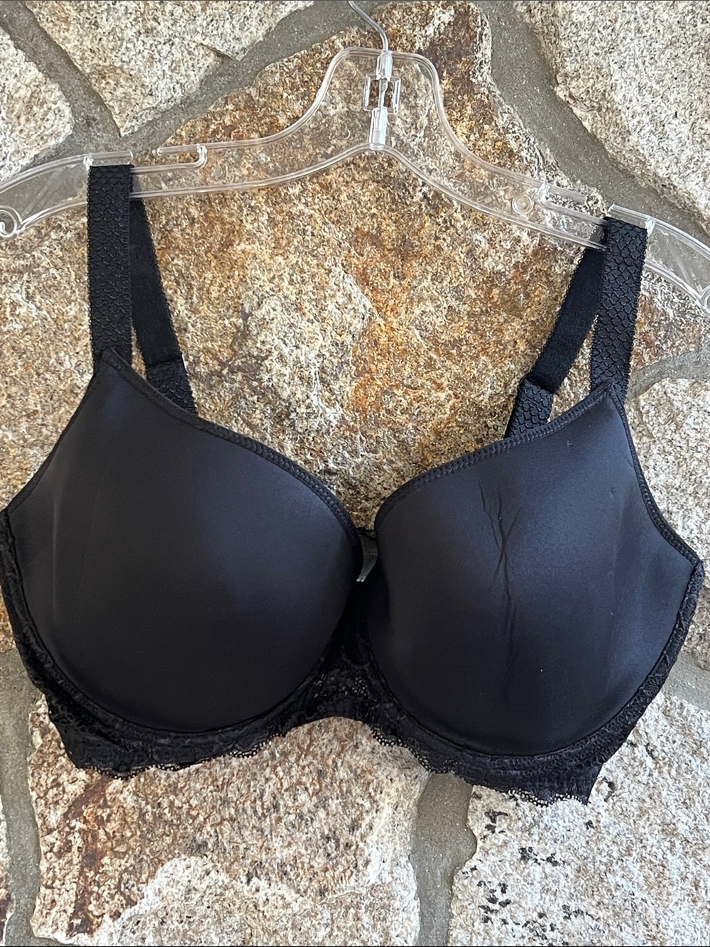 Simone Perele Black Lace-Trim Molded T-Shirt Bra